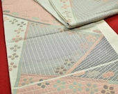 Japanese Textile Vintage Kimono Fabric Silk FUKURO OBI Cream Woven Textile 171"/A712/570