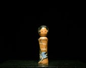 Japanese Wooden Doll Vintage Ornament KOKESHI Antique Sculpture Figurine 1945-/H 7.3"/EIB75/160