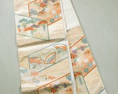 Japanese Textile Vintage Kimono Fabric Silk FUKURO OBI Gold Woven Textile 169.7"/EHB36/940