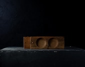Vintage Japanese Wooden Kashigata Mold / Double Round Wagashi Confectionery Mold / Showa Era Kitchen Tool / Wabi-Sabi Decor 3.5"