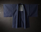 HAORI MEN'S Japanese Vintage Kimono Wool Antique Jacket Robe Dress Woven Textile/EIT37/610