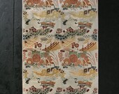 Japanese Fabric Silk Textile Vintage Kimono Antique Boro Patch Kusakizome Woven 70.9"/EIK52/400