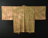 HAORI Japanese Vintage Kimono Silk Antique Jacket Robe Dress SHIBORI Dyed Textile/EIQ38/465