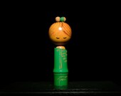 Japanese Wooden Doll Vintage Ornament KOKESHI Antique Sculpture Figurine 1945-/H 10.2"/EIB65/450