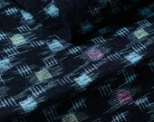 Japanese Fabric Cotton Textile Vintage Kimono Antique Boro Patch Indigo Blue KASURI Woven 62.2"/EIC09/95