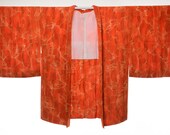 HAORI Japanese Vintage Kimono Silk Antique Jacket Robe Dress Kusakizome Dyed/EB827/535