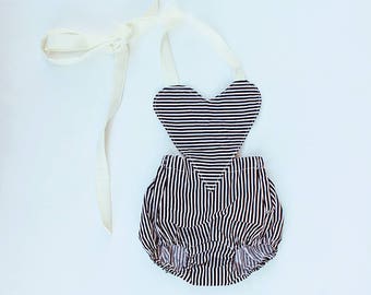 Baby Girl, Heart Baby Romper, baby girl clothes, Photography prop, Baby Bodysuit, Vintage Boho romper, Birthday outfit, babyshower gift