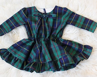 green plaid baby dress