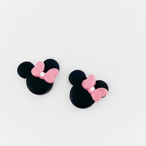Minnie Stud Earrings, Handmade Clay Mouse Themed Studs Small Earrings Theme Park Stud Earrings