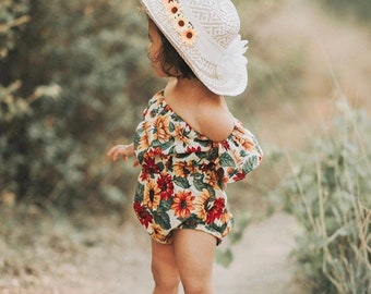 Baby girl clothes baby girl romper Boho off shoulder romper, baby boho  romper, Sitter Photography Outfit, Baby Gift