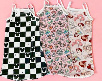 Girl Minnie Mouse Cami Dress Spaghetti Strap Baby Girl Camisole Dress, Girl Cami Dress Girl Tank Dress