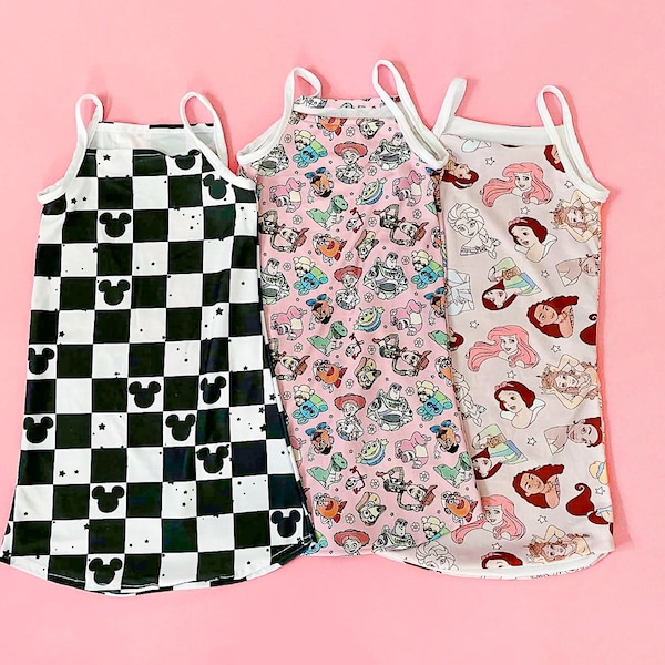 Girl Minnie Mouse Cami Dress Spaghetti Strap Baby Girl Camisole Dress, Girl Cami Dress Girl Tank Dress