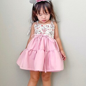 Kitty Girl Dress Coffee lover Minnie Mouse Toddler Birthday Dress Disney Dress, baby girl clothes, baby girl dress, Girl Twirl Dress