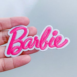 IRON ON Patch-barbie Logo Inspired-iron on Patches-glitter-embroidered  Patch-barbie Patch-barbie Doll-pink-barbie Party-barbie Costume-font 