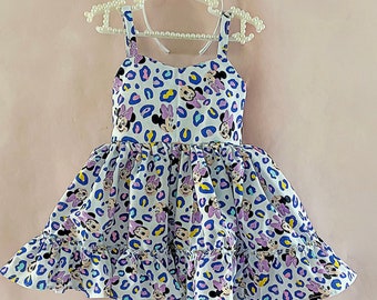 Leopard Animal Print Disney Minnie Girl Dress Animal Kingdom Dress Toddler Girl Birthday Twirl Dress Disney Dress Baby Girl Dress