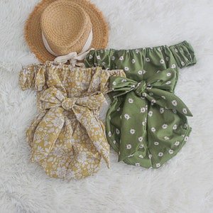 Baby Girl Romper Baby girl clothes, baby romper, Boho off shoulder romper boho romper Sitter Photography Outfit, Baby Gift