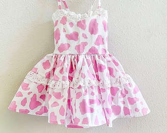 Cowgirl Dress Rodeo Cow Print Dress Pink Baby Girl