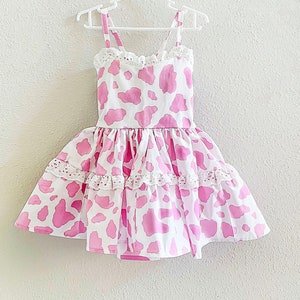 Girl Cowgirl Dress Rodeo Cow Print Dress Pink Baby Girl Dress