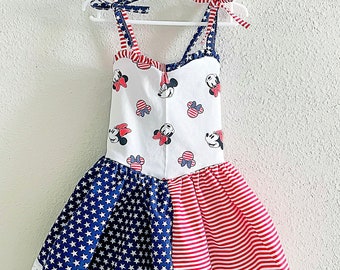 July 4th Minnie Mouse dress toddler girl Mouse birthday outfit for girls