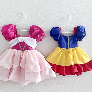 Disney Princess Dress Belle Rapunzel Snow White Cinderella Mulan Toddler Birthday Dress Baby girl Dress