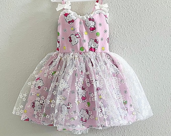 New Hello Kitty Girls Pink Twirly Birthday Party Dress School Party Size  3/4 - Etsy