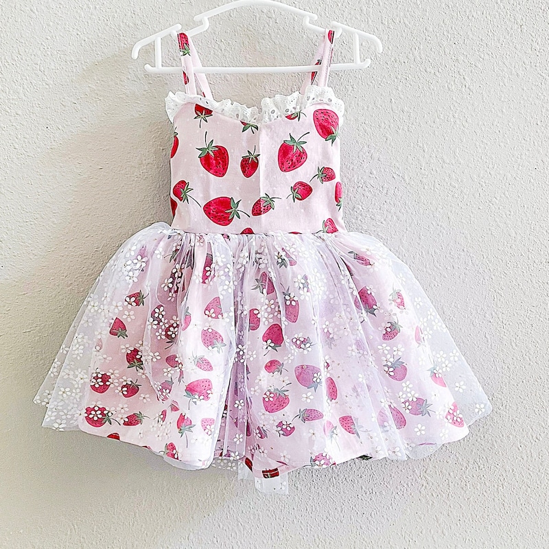 girls strawberry tiered dress