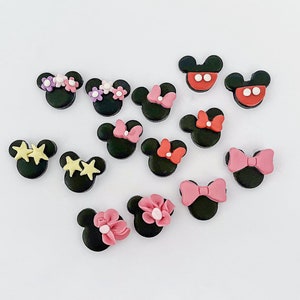 Minnie Mickey Stud Earrings, Handmade Clay Mouse Themed Studs Small Earrings Theme Park Stud Earrings