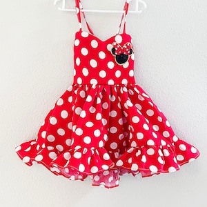 Minnie Mouse Dress Girl Disney Dress Red Dots Baby Girl Dress Baby Girl Clothes Birthday outfit