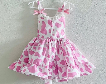 Cowgirl Dress Rodeo Cow Print Dress Pink Baby Girl