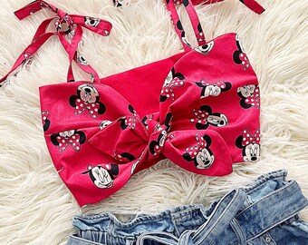 Disney Crop Top Minnie Mickey Mouse Bandeau Disney Shirt