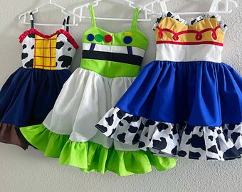 Jessie Girl Dress, Toy Story, Buzz, Woody Girl Outfit, baby girl clothes, baby girl dress