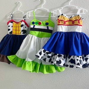Jessie Girl Dress, Toy Story, Buzz, Woody Girl Outfit, baby girl clothes, baby girl dress