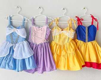 Princess Dress Belle Rapunzel Snow White Cinderella Mulan Toddler Birthday  Dress Baby girl Dress