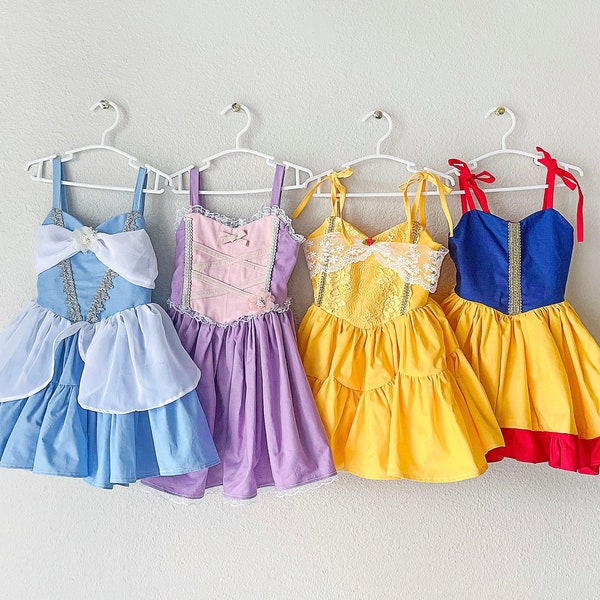 Princess Dress Belle Rapunzel Snow White Cinderella Mulan Toddler Birthday Disney Baby girl Dress