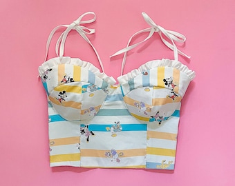 Disney Crop Top Minnie Mickey Mouse Bustier Disney Shirt