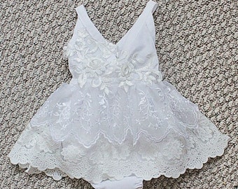 Handmade White Lace Baby Dress, Flower Girl Outfit