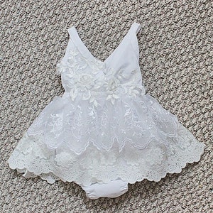 Handmade White Lace Baby Dress, Flower Girl Outfit