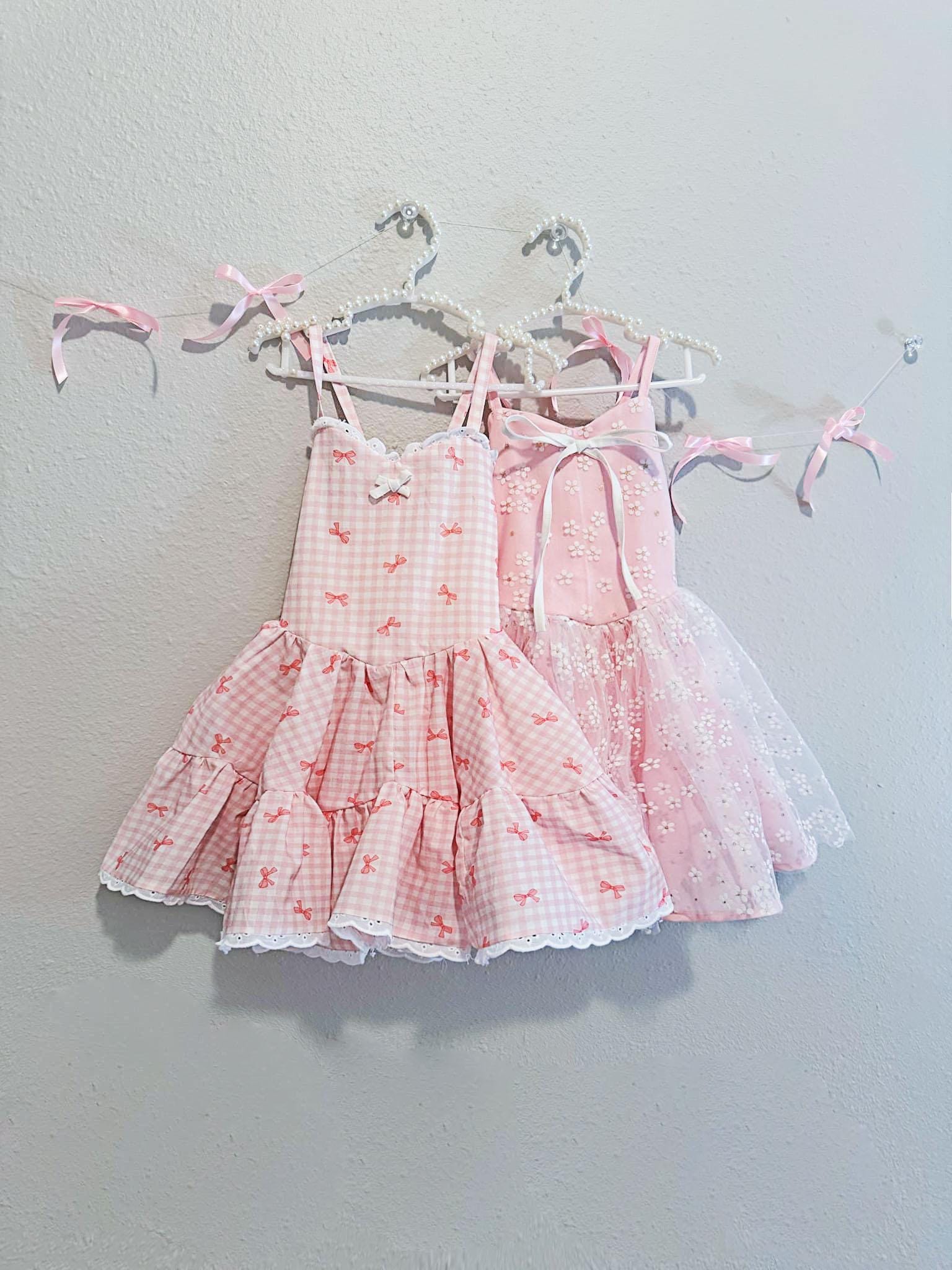 Girl Coquette Dress Baby Girl Bow Dress Pink Birthday Outfit Baby Girl Clothes Baby Girl Dress