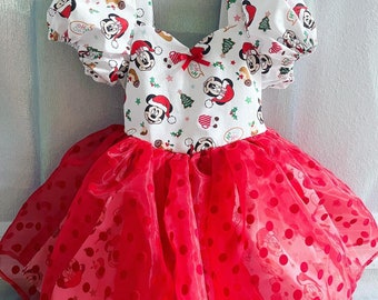 white christmas dresses Mickey and Minnie Christmas Shirt All Over Print Shirt Disney Christmas Outfit Snowflake Green Long Sleeve 3XL main image 0
