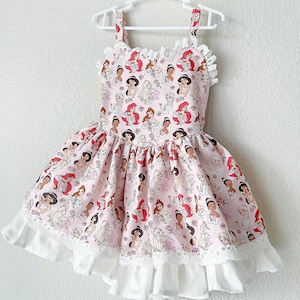 Disney Princess Dress Belle Rapunzel Ariel Snow White Cinderella Mulan Toddler Birthday Dress Baby girl Dress