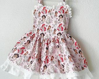 Disney Princess Dress Belle Rapunzel Ariel Snow White Cinderella Mulan Toddler Birthday Dress Baby girl Dress