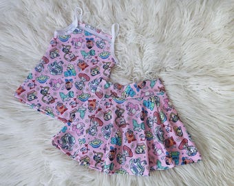 Girl Skort outfit, 2 piece Disney clothes, Princess outfit, Tank Top, Baby Girl clothes, Baby girl Outfit