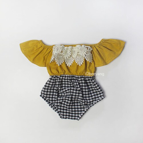 Baby Girl clothes, Baby Girl romper, Sunflower Floral Pink Baby Romper, Boho Off Shoulder, Sitter Photography Outfit