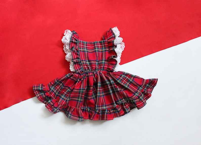Baby Girl Pinafore Dress Baby Girl Dresses Red Plaid Dress Etsy