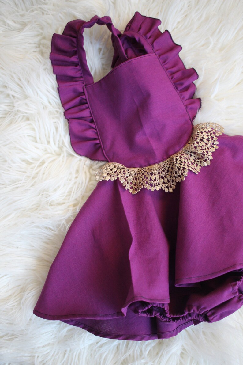 Baby Girl Clothes Purple Gold Baby Girl Pinafore Dress Baby Etsy