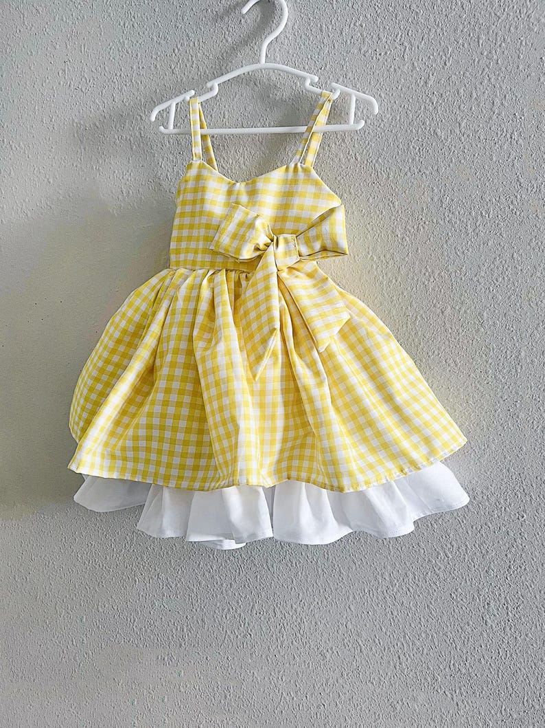Pink Plaid Girl Dress Pink Gingham Dress Toddler Birthday Baby Girl Dress Baby Girl Clothes zdjęcie 4