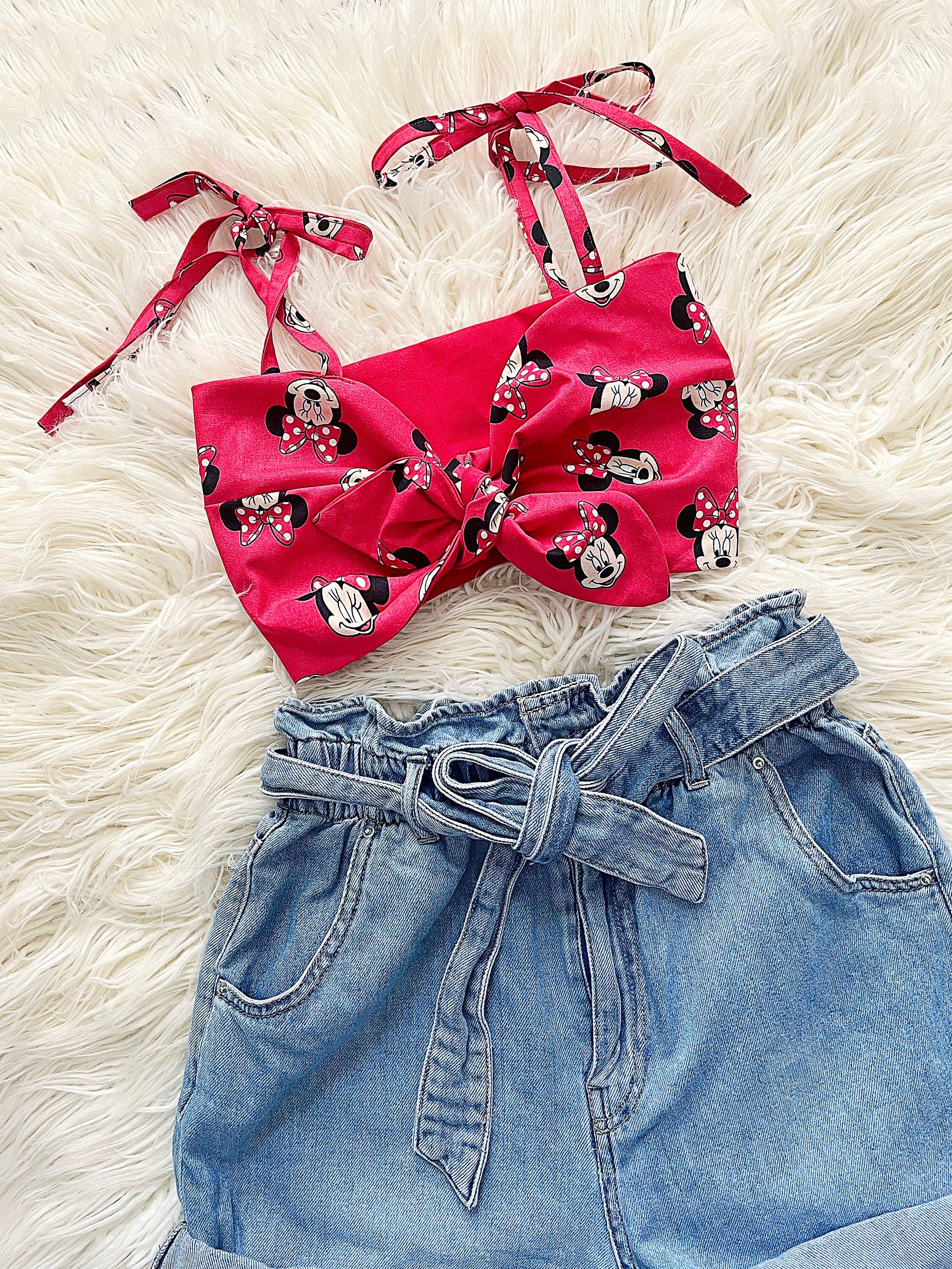 Disney Crop Top Minnie Mickey Mouse Bandeau Disney Shirt