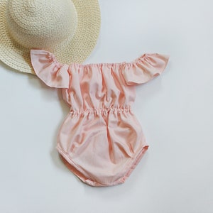 Baby girl clothes baby girl romper Boho off shoulder romper, baby boho romper, Sitter Photography Outfit, Baby Gift image 9