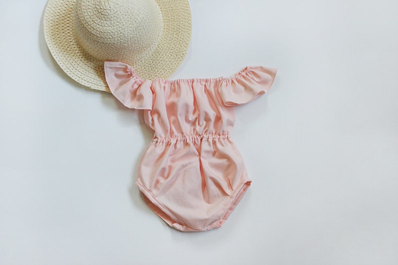 Baby girl clothes baby girl romper Boho off shoulder romper, baby boho romper, Sitter Photography Outfit, Baby Gift image 9