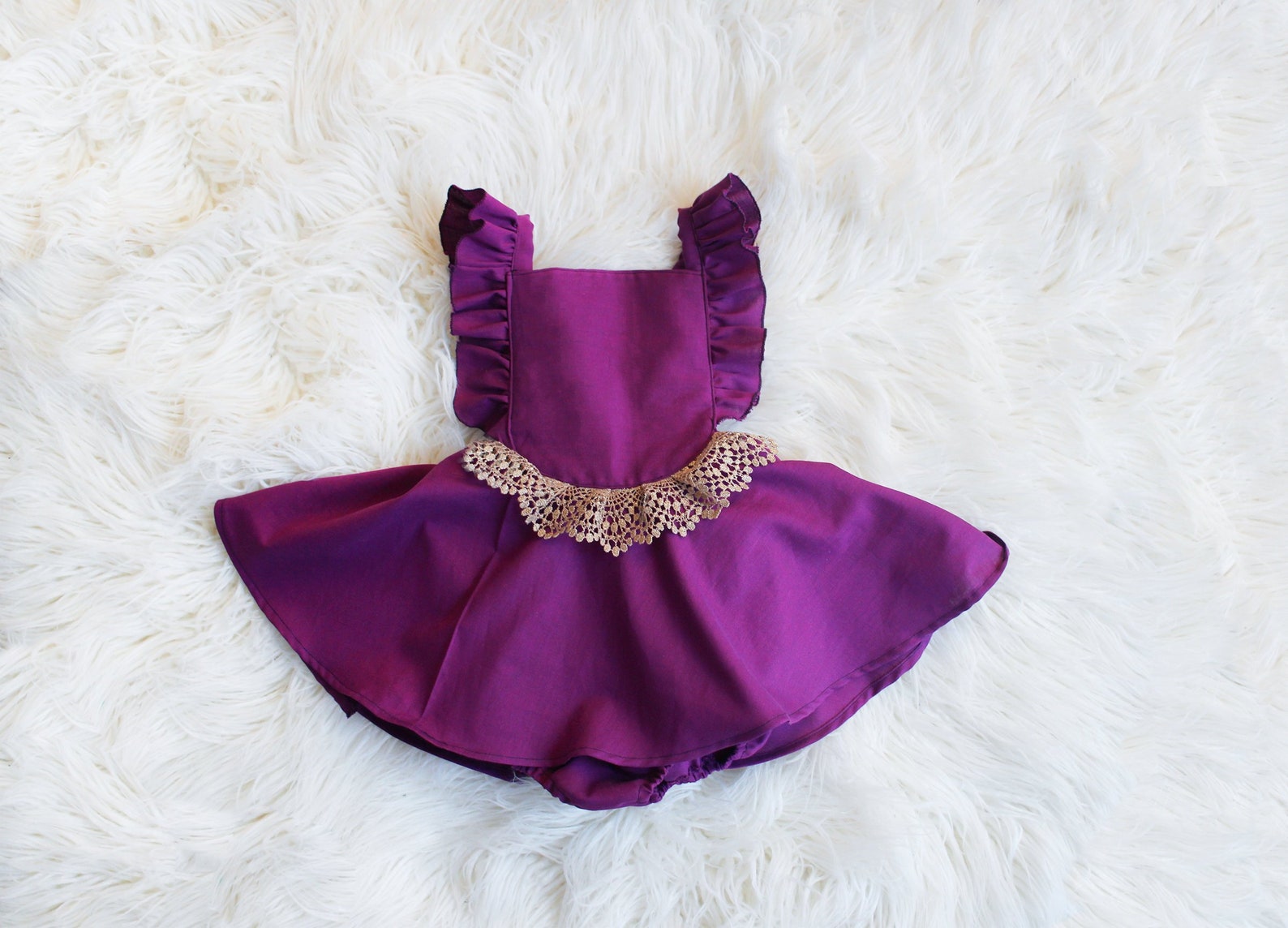 Baby Girl Clothes Purple Gold Baby Girl Pinafore Dress Baby Etsy